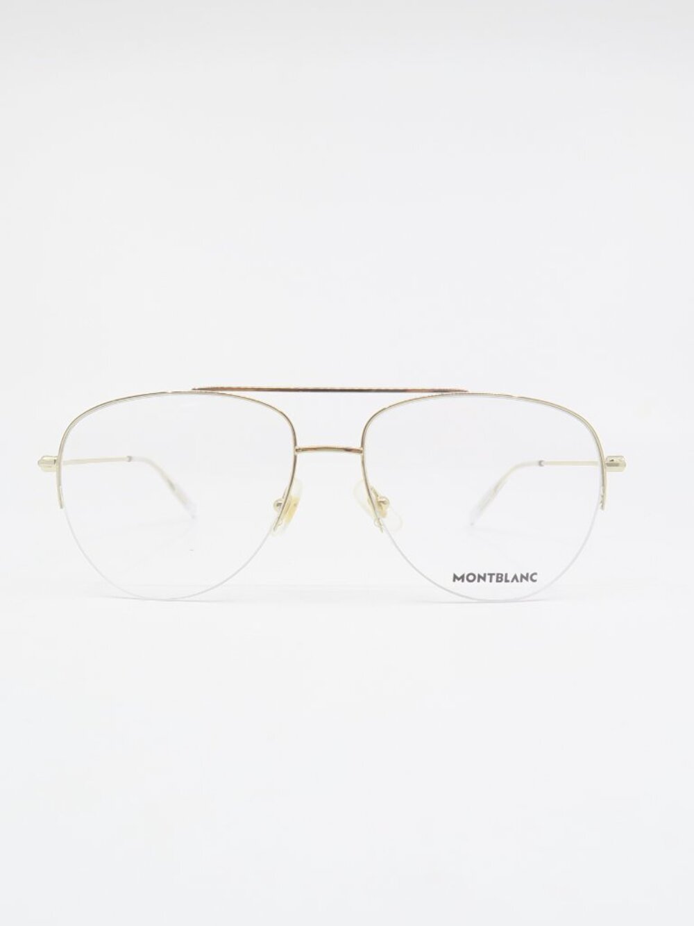 MontBlanc MB0077O 002 57mm Gold Metal, Half Rim, New Men's Eyeglasses Frames.